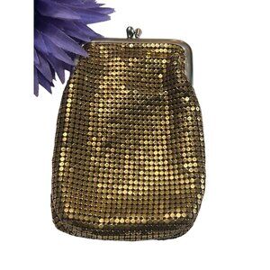 Whiting & Davis Vintage Gold Mesh Kiss Lock Pouch 3.5" x 5.5"